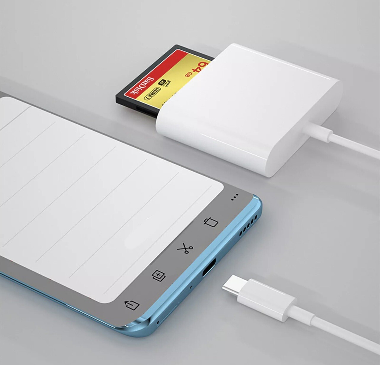 CF SD Card Reader USB Compact Flash Card Reader 3-Slot Memory Card