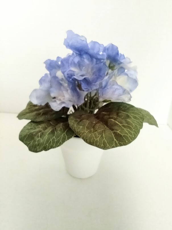 ARTIFICIAL 6" Miniature African Violet - BLUE