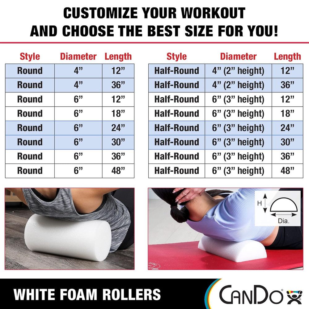 30-2103 White PE Foam Roller Round 4" Diameter 12" Length