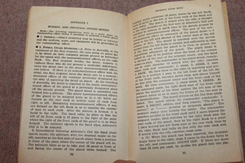 Original WW2 U.S. War Department "Interior Guard Duty'' Book, 1942 dated