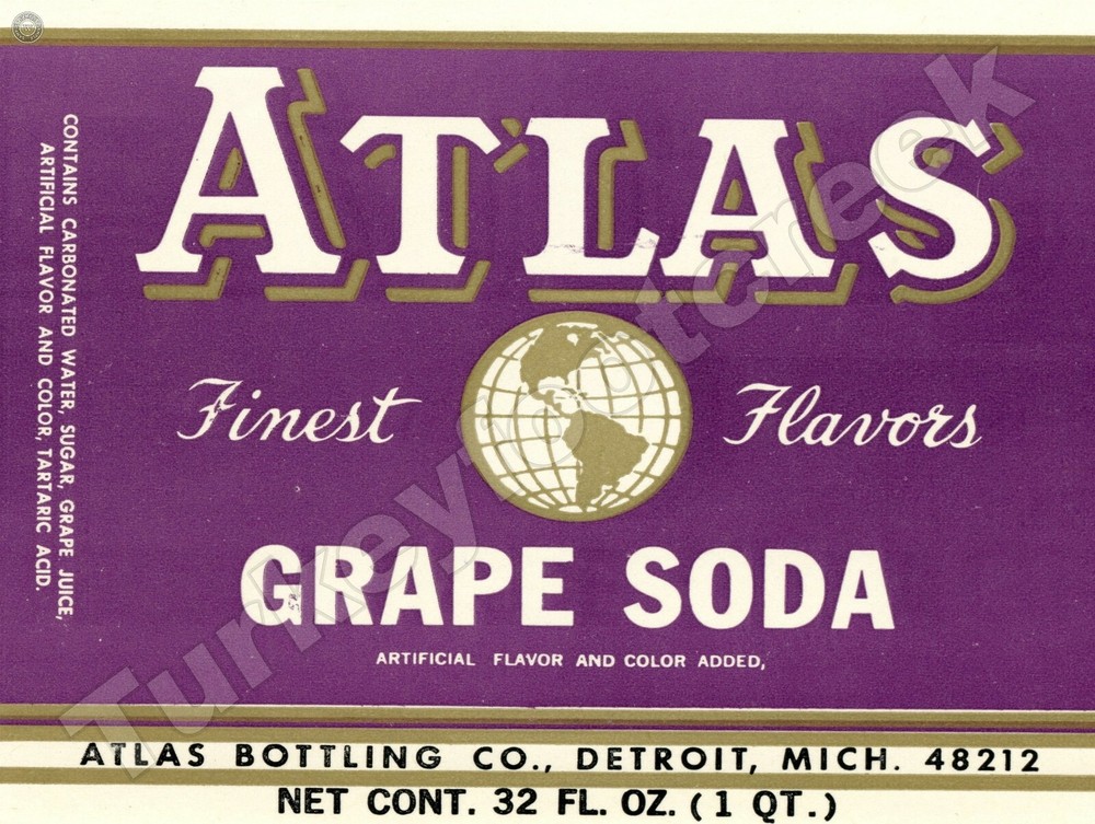 Atlas Grape Soda Label 9" x 12" Metal Sign