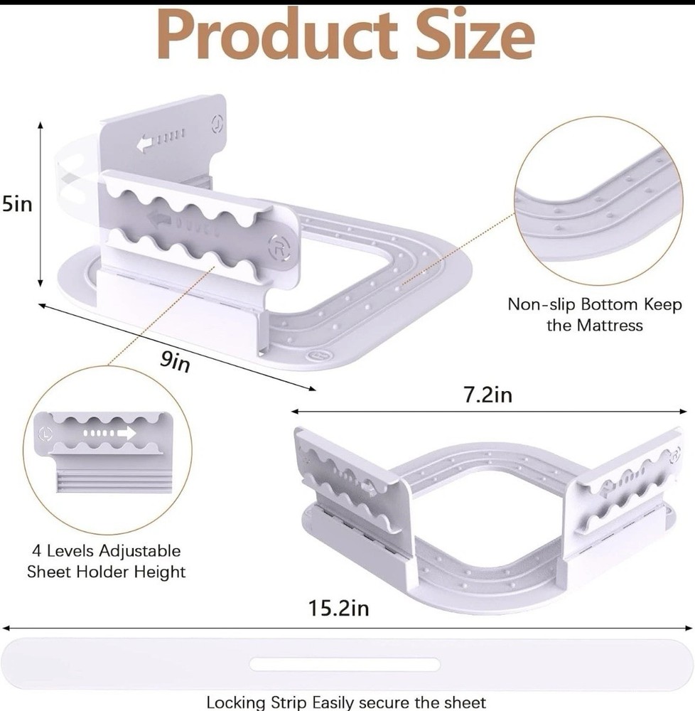 Adjustable Bed Sheet Holders with Lock, Upgraded Bed Sheet Straps Keep Firm