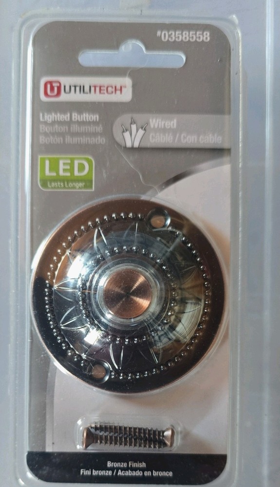 Utilitech Wired Door Bell LED Lighted Button Bronze Finish NEW