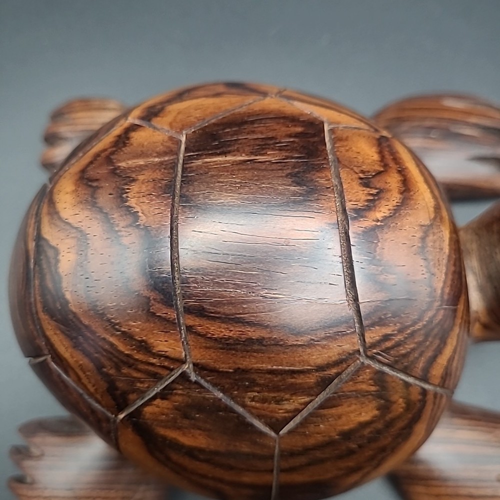 Hand Carved Dark Wood Turtle
