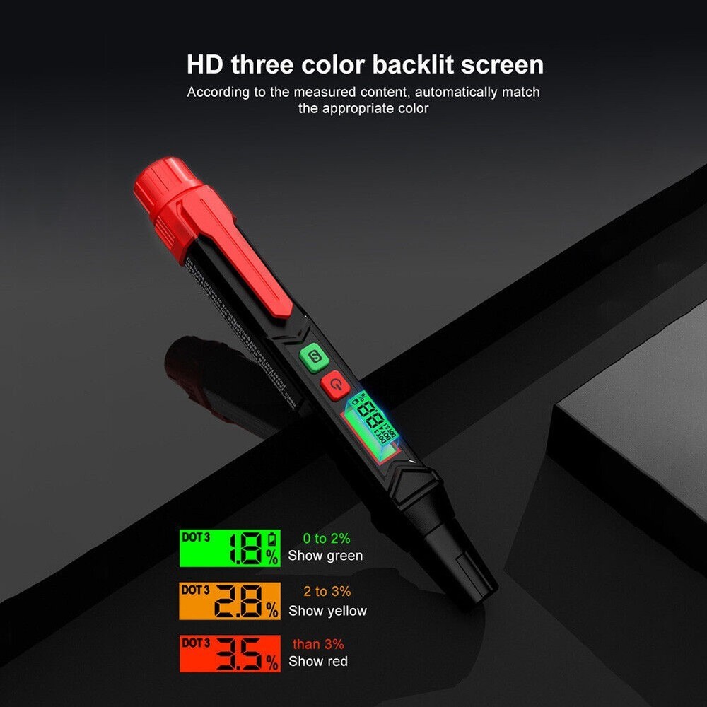 Waterproof Auto Brake Fluid Tester Moisture Detection Range 0%~4% LCD Display