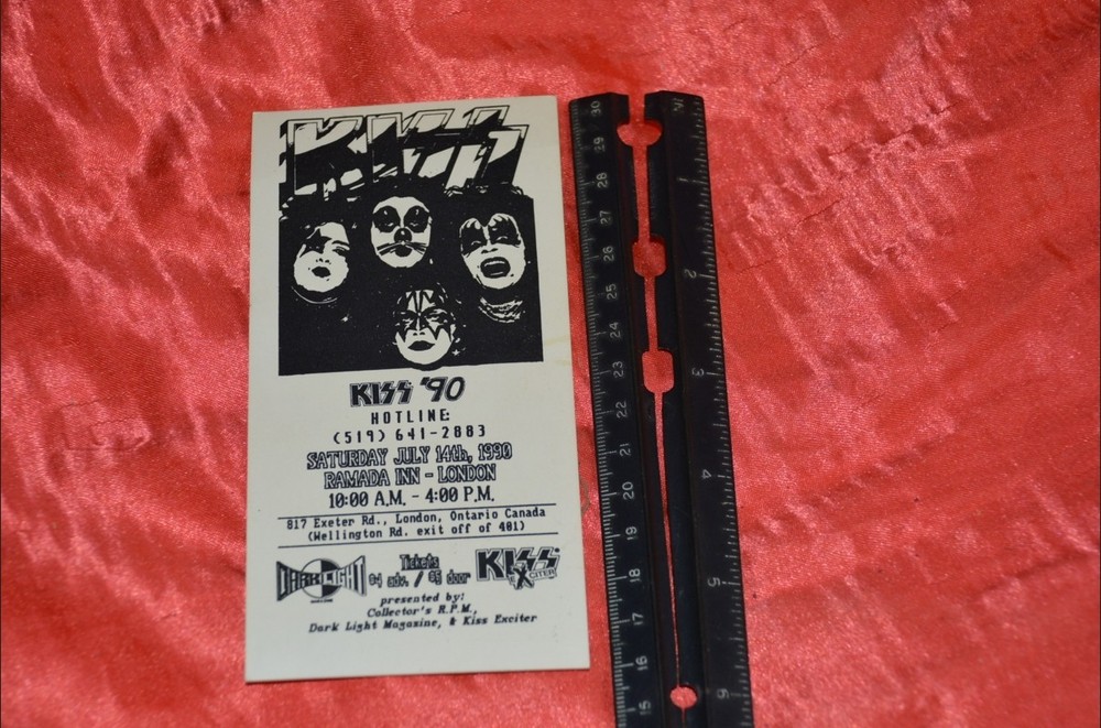 KISS Convention Ticket 1990 Canada Dark Light Magazine Kiss Exciter Collector's