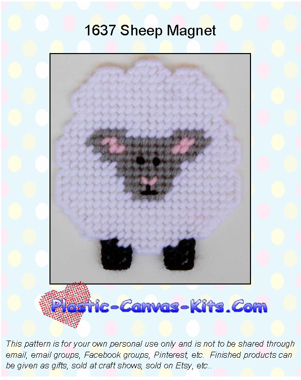 Sheep Magnet-Plastic Canvas Pattern or Kit