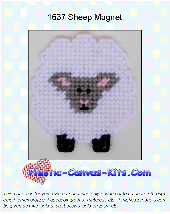 Sheep Magnet-Plastic Canvas Pattern or Kit