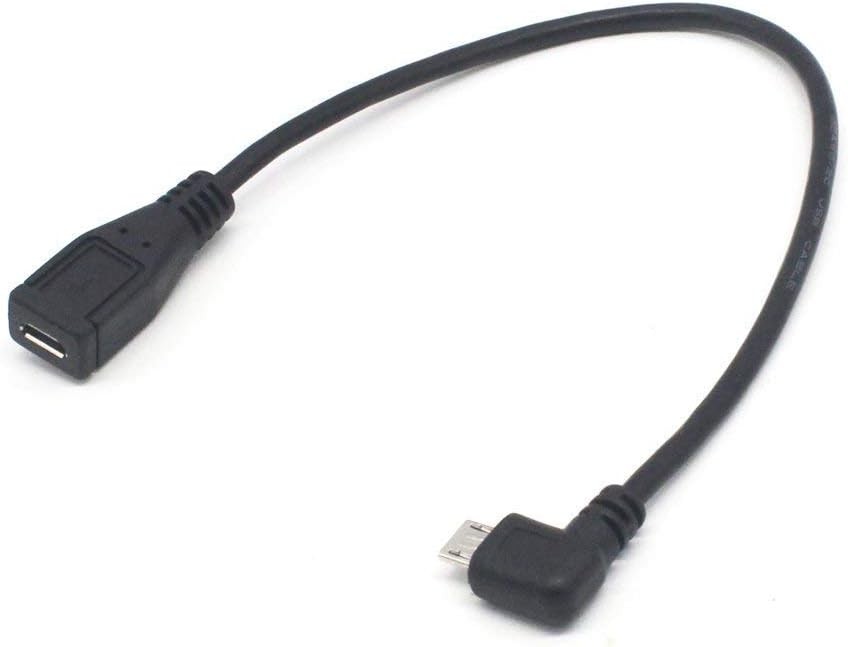 Micro USB Left Angle,Micro Extension Cable, 90 Degree Micro-B Male Black
