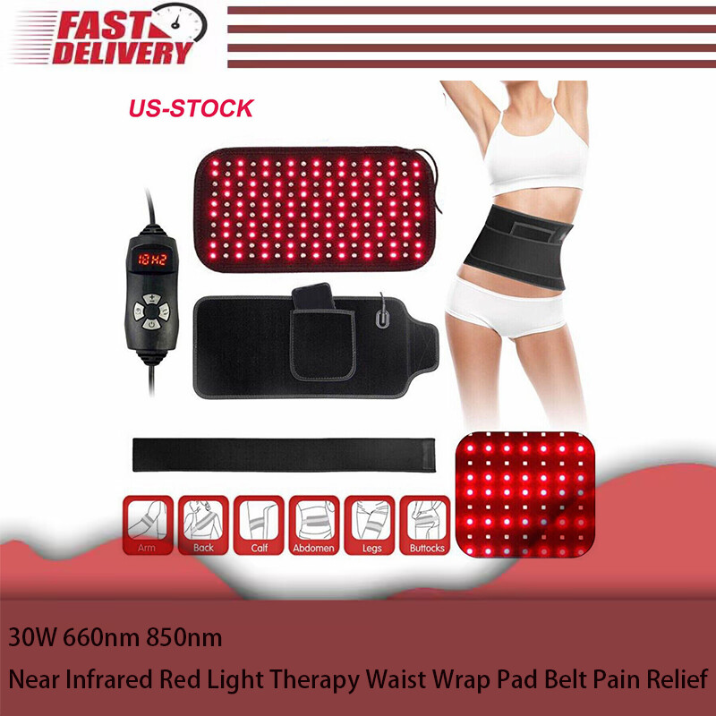 30W 660nm 850nm Near Infrared Red Light Therapy Waist Wrap Pad Belt Pain Relief