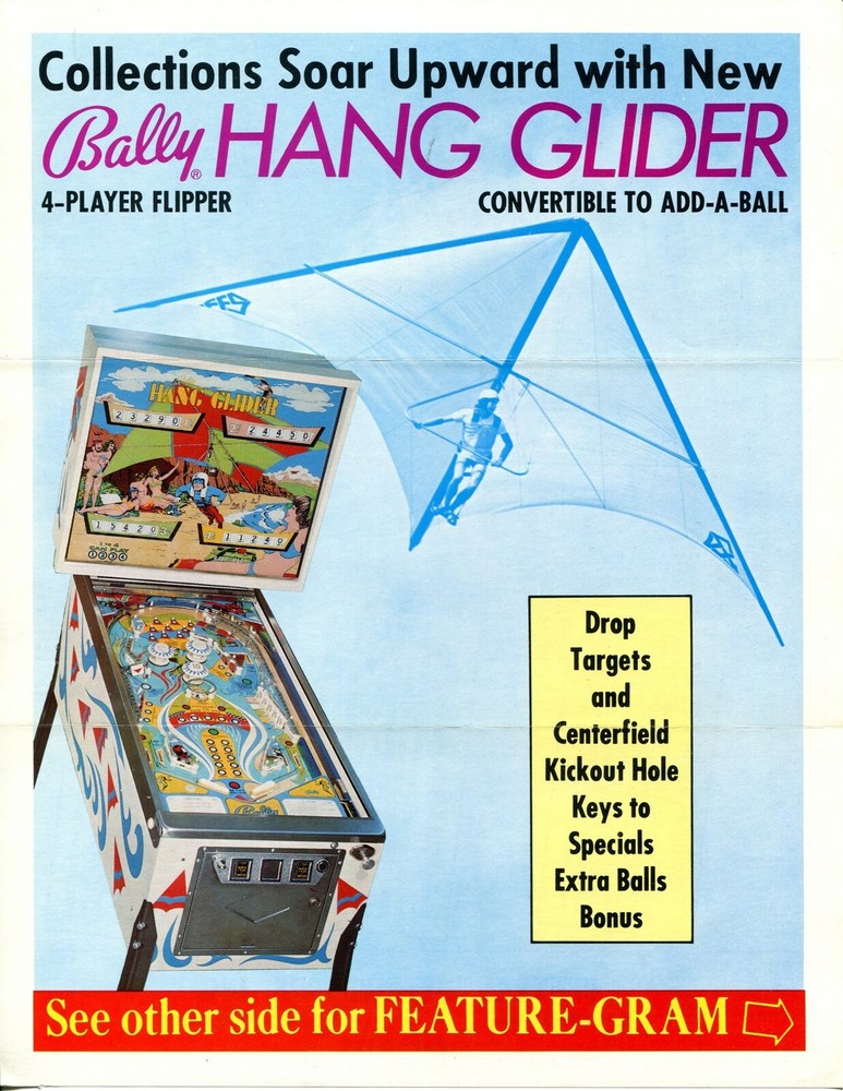Hang Glider Bally Pinball Flyer / Brochure / Ad