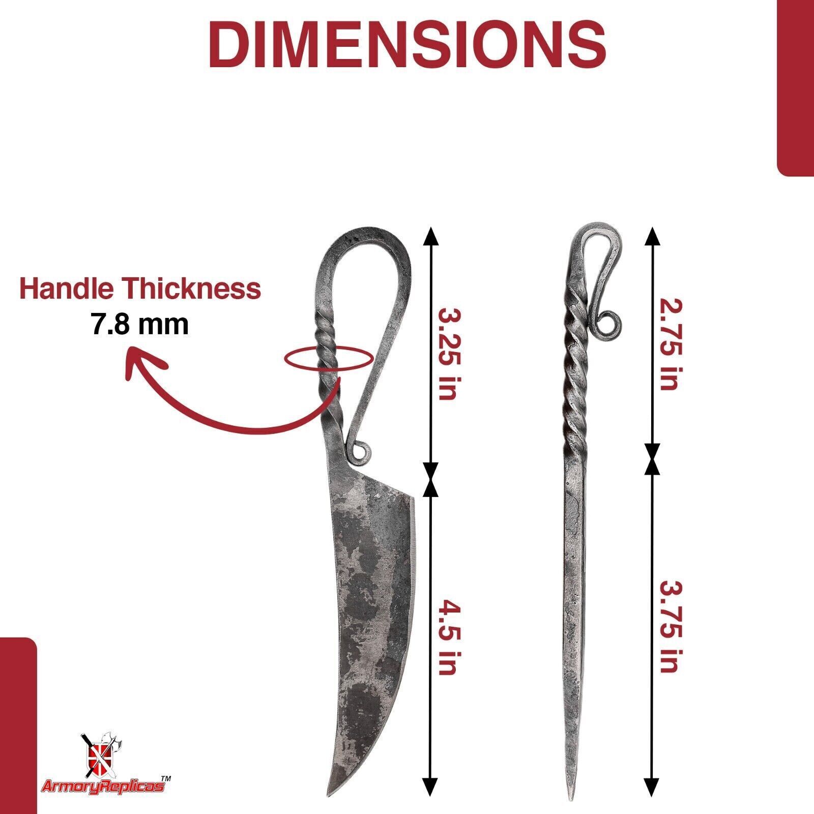 Forged Iron Functional Outdoor Camping Grilling Skewer & Knife Set w/ Sheath