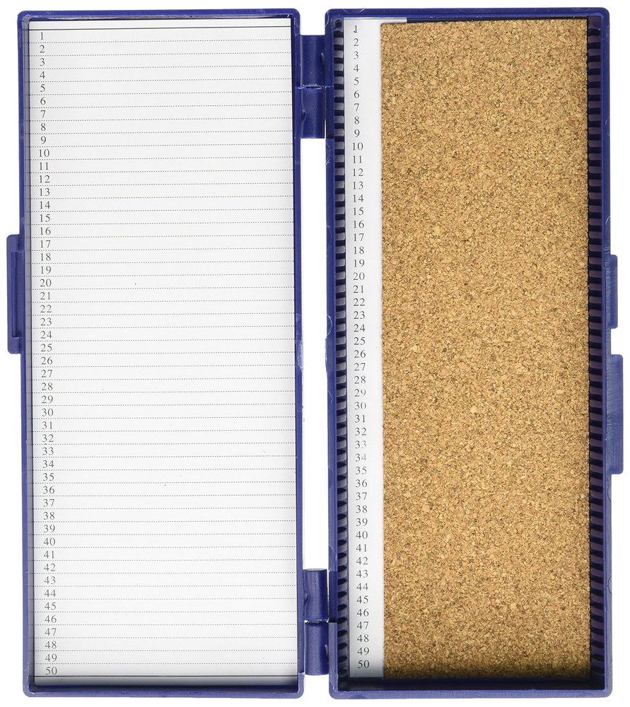 Microscope Slide Storage Box, Blue, ABS Plastic, Cork-Lined Base, Hinged Lid wit