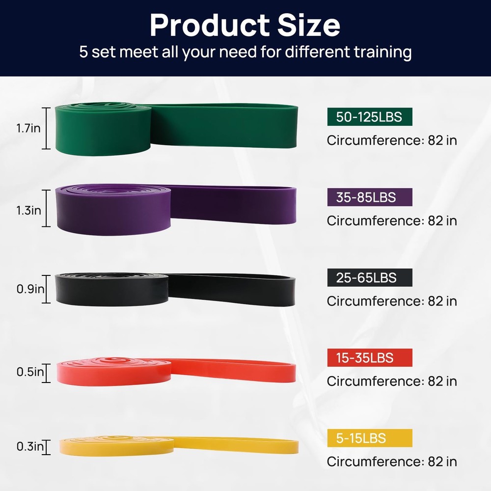 Resistance Bands, Pull Up Assist Bands - Workout Eexercise 5 colors