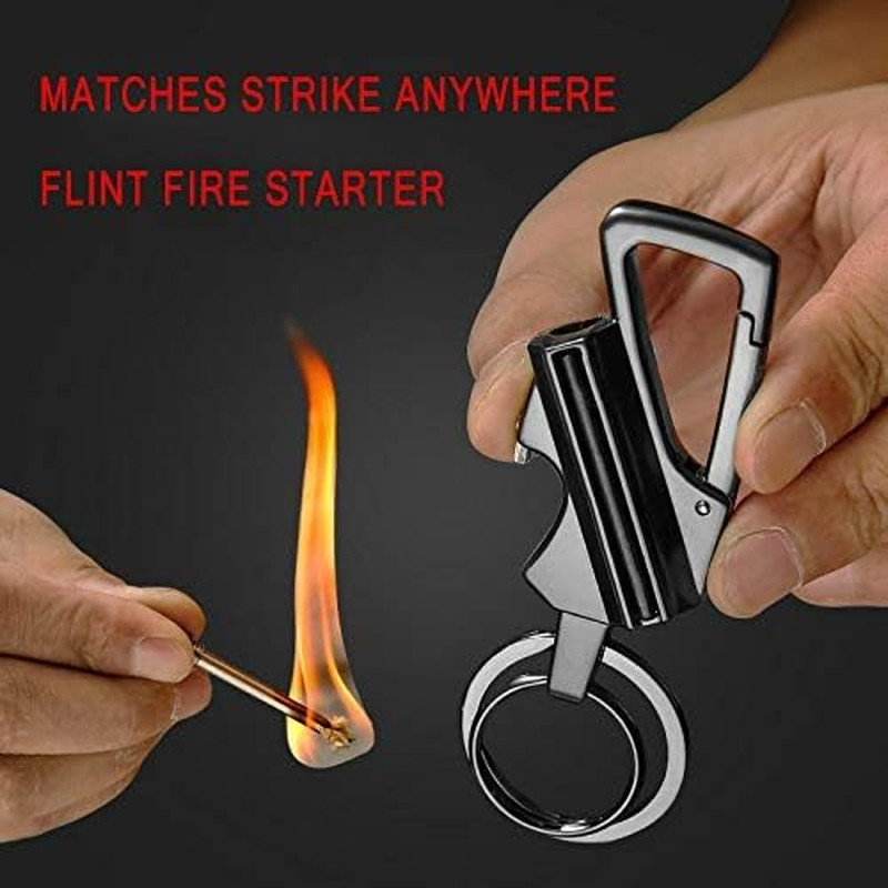 Permanent Match, Flint Fire Starter Never Ending Match Keychain Lighter with Bot