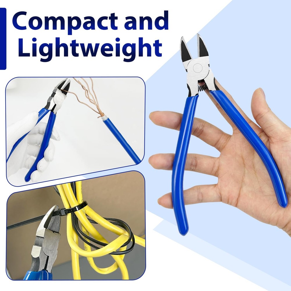 2 Pack Wire Cutters Set, 6" and 5" Ultra Sharp Flush Cutters, Carbon St