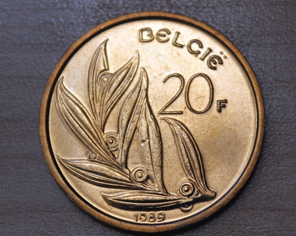 1989 Belgium 20 Francs Dutch text