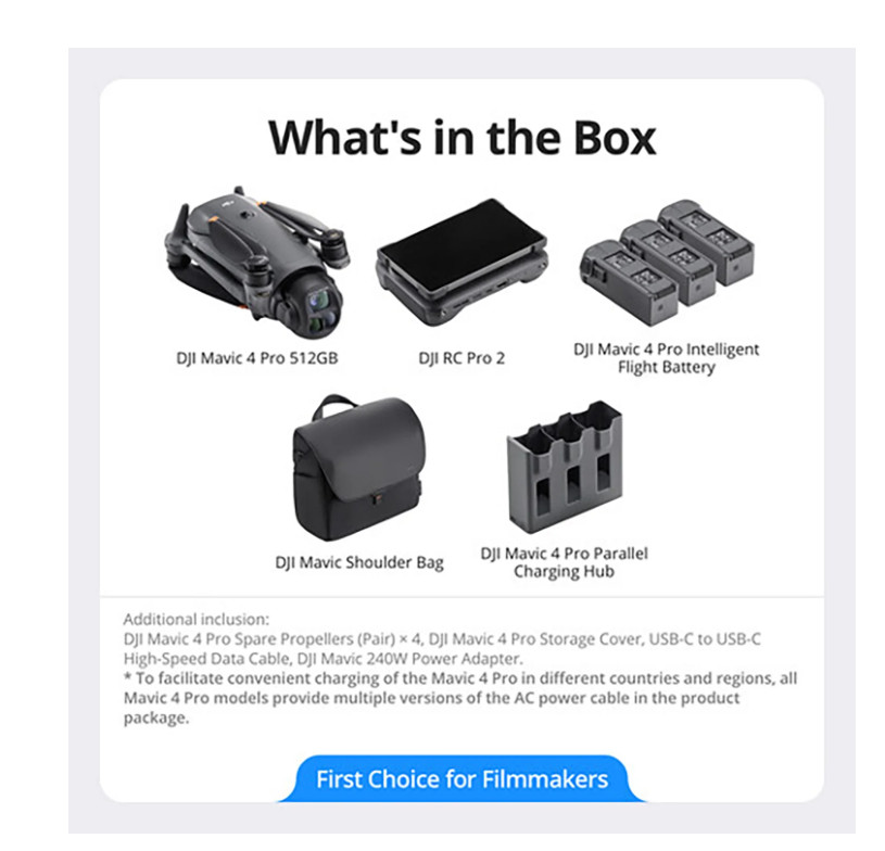 DJI Mavic 4 Pro Drone with 512GB Creator Combo