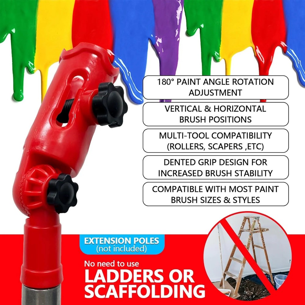 Multi-Angle Paint Brush Extender Red, Paint Edger Tool for High Ceilings, Extens