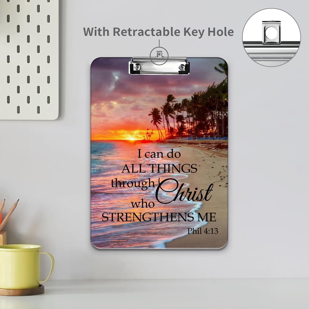 Plastic Clipboard Pen Bag Combination A4 Letter Sunset Beach Patterns