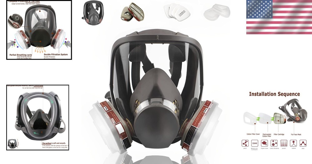 Full Face Respirator P6000 - Comfortable & Reusable for Safe DIY Projects