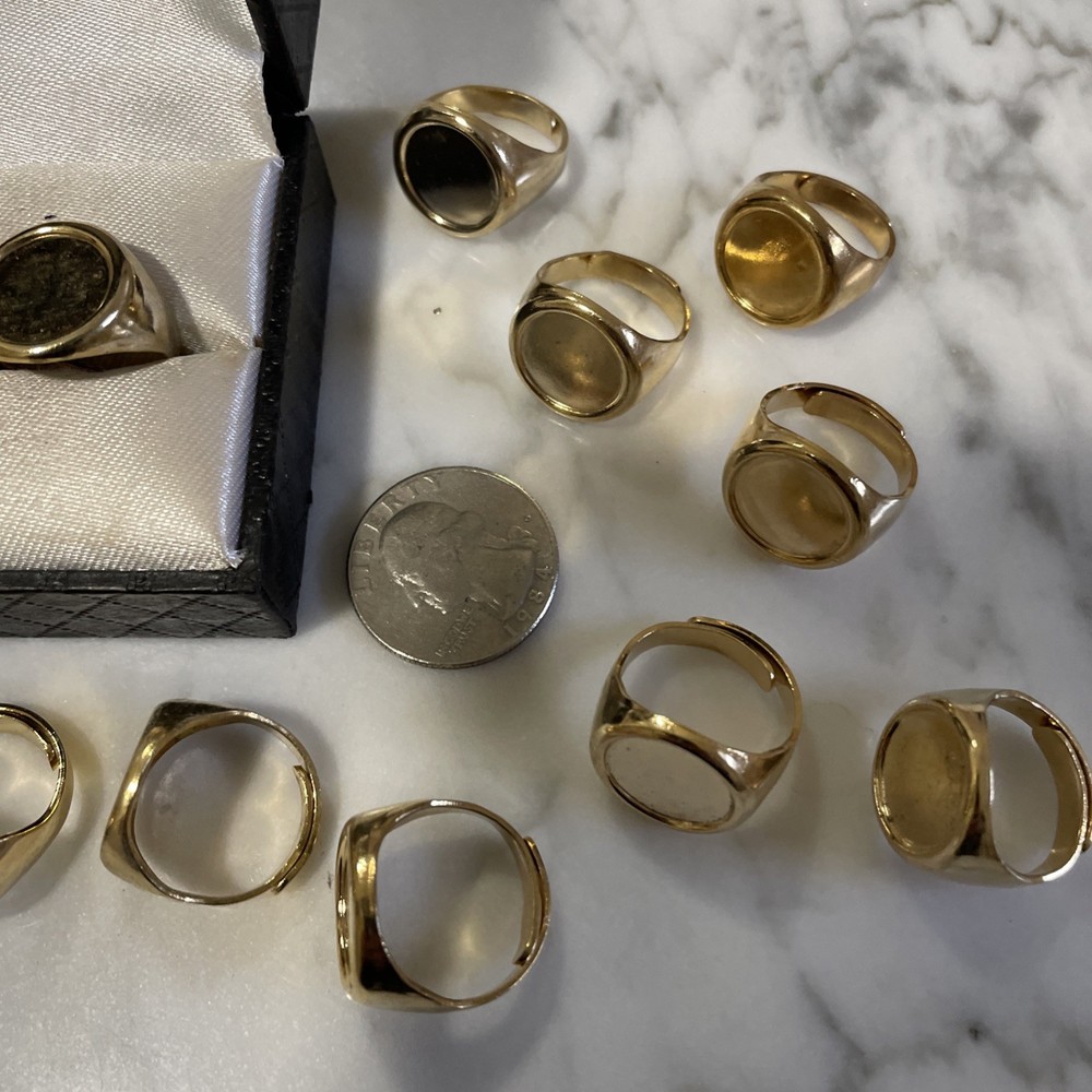 12 VTG Gold Over Brass Adjustable Ring Settings