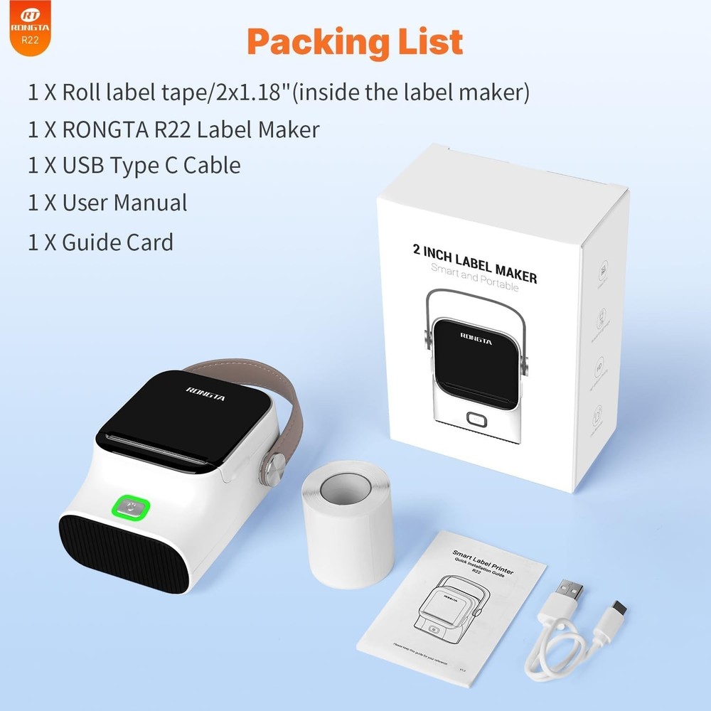 Bluetooth Label Maker Machine with Tape, Thermal Label Printer for Office, Small