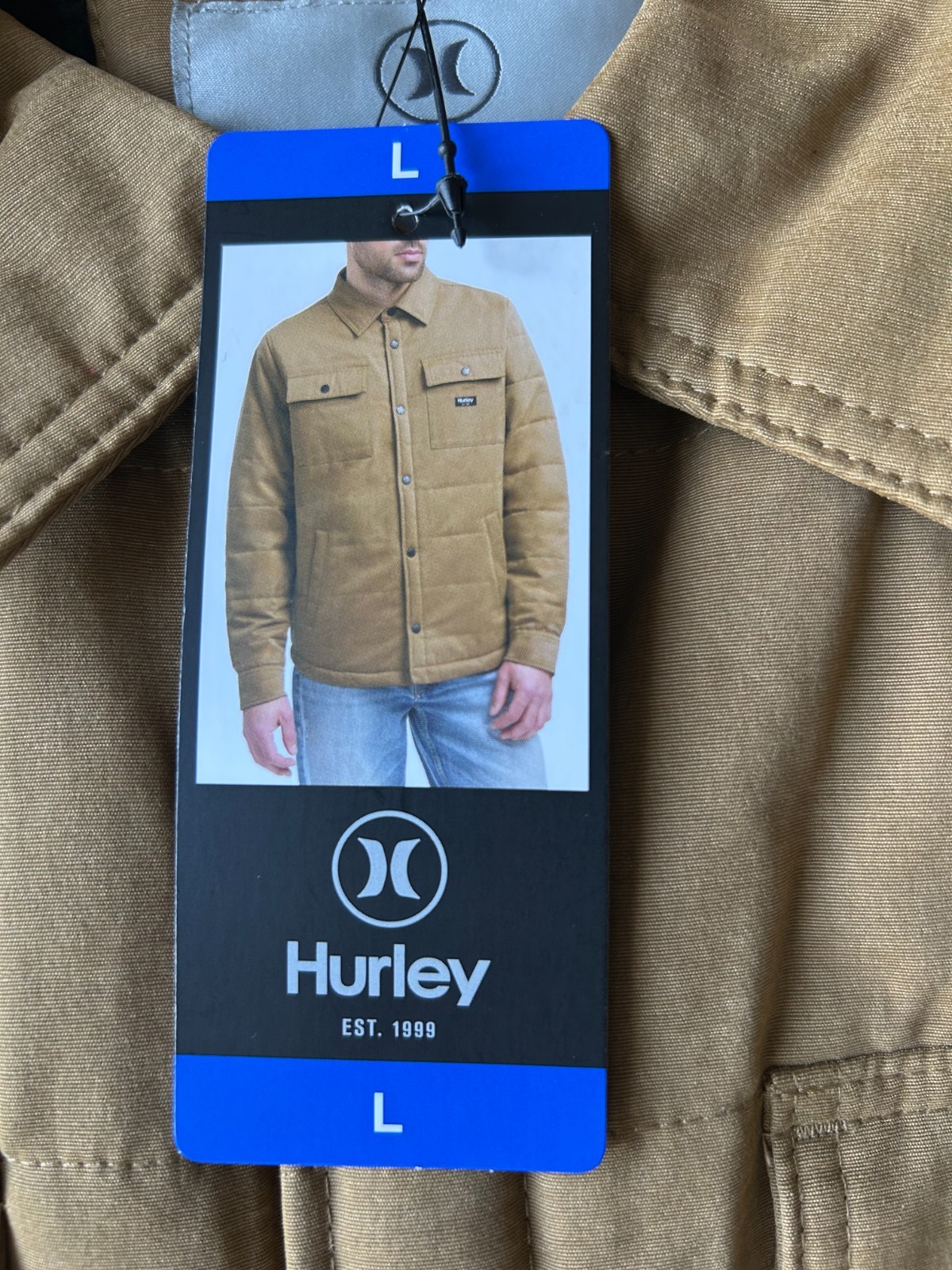 Hurley Men's Quilted Shirt Jacket Tan Size L