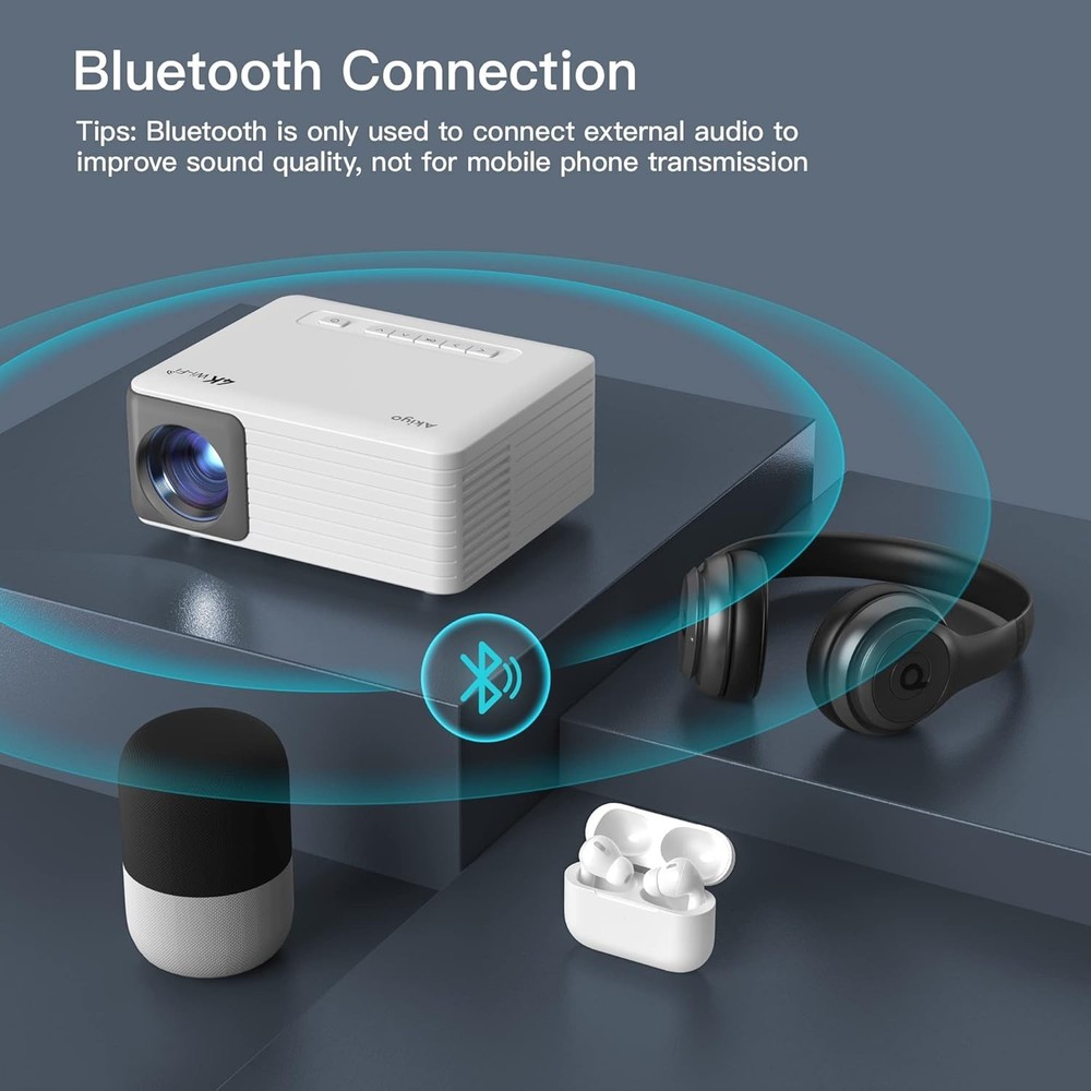 AKIYO O1 Mini LED Portable Projector with Projector Stand iOS/Android HDMI/PS5