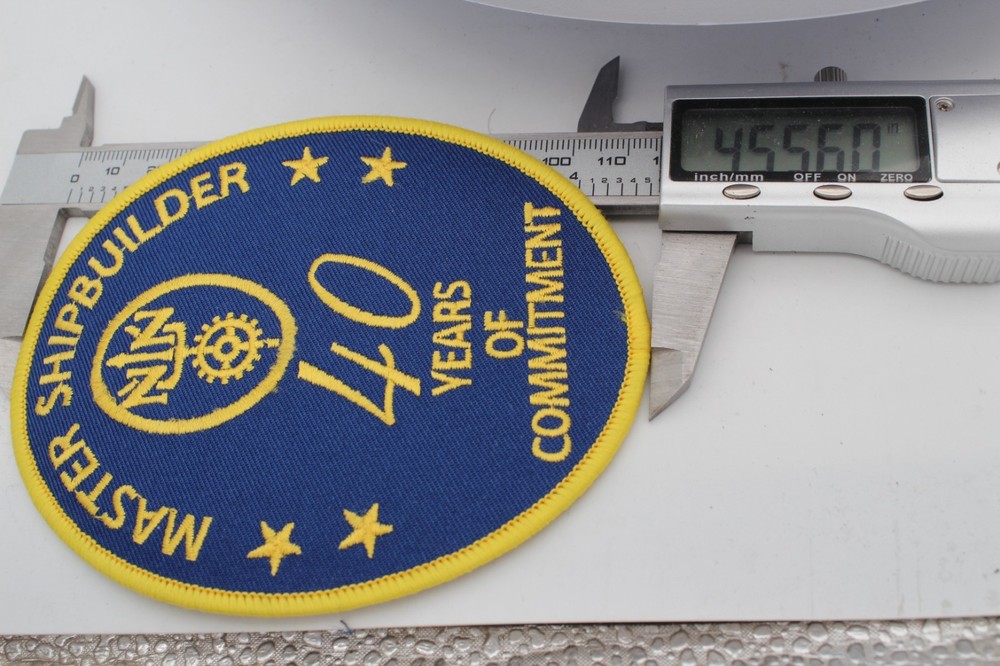 Master Shipbuilder Patch • 40 Years of Commitment • Blue Gold Embroidered 4.5"