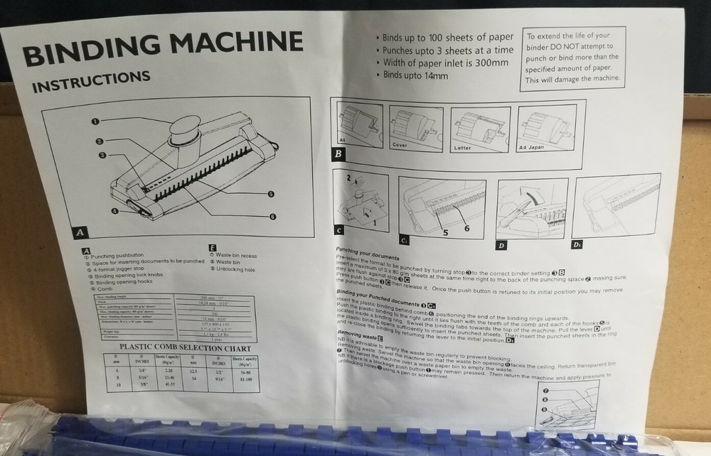 Binding Machine for Scrapbooking, Reports, & More Up to 100 Sheets Platform Plus