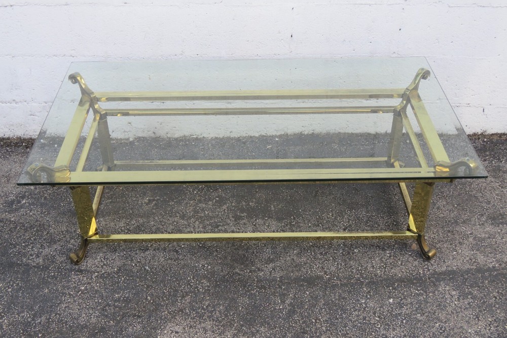 Hollywood Regency Brass Finish Rectangle Coffee Table 5763