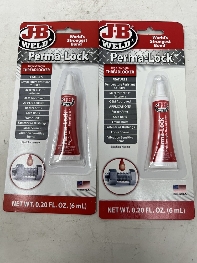 2 pack J-B Weld 27106 Perma-Lock High Strength Threadlocker - Red - 6 ml
