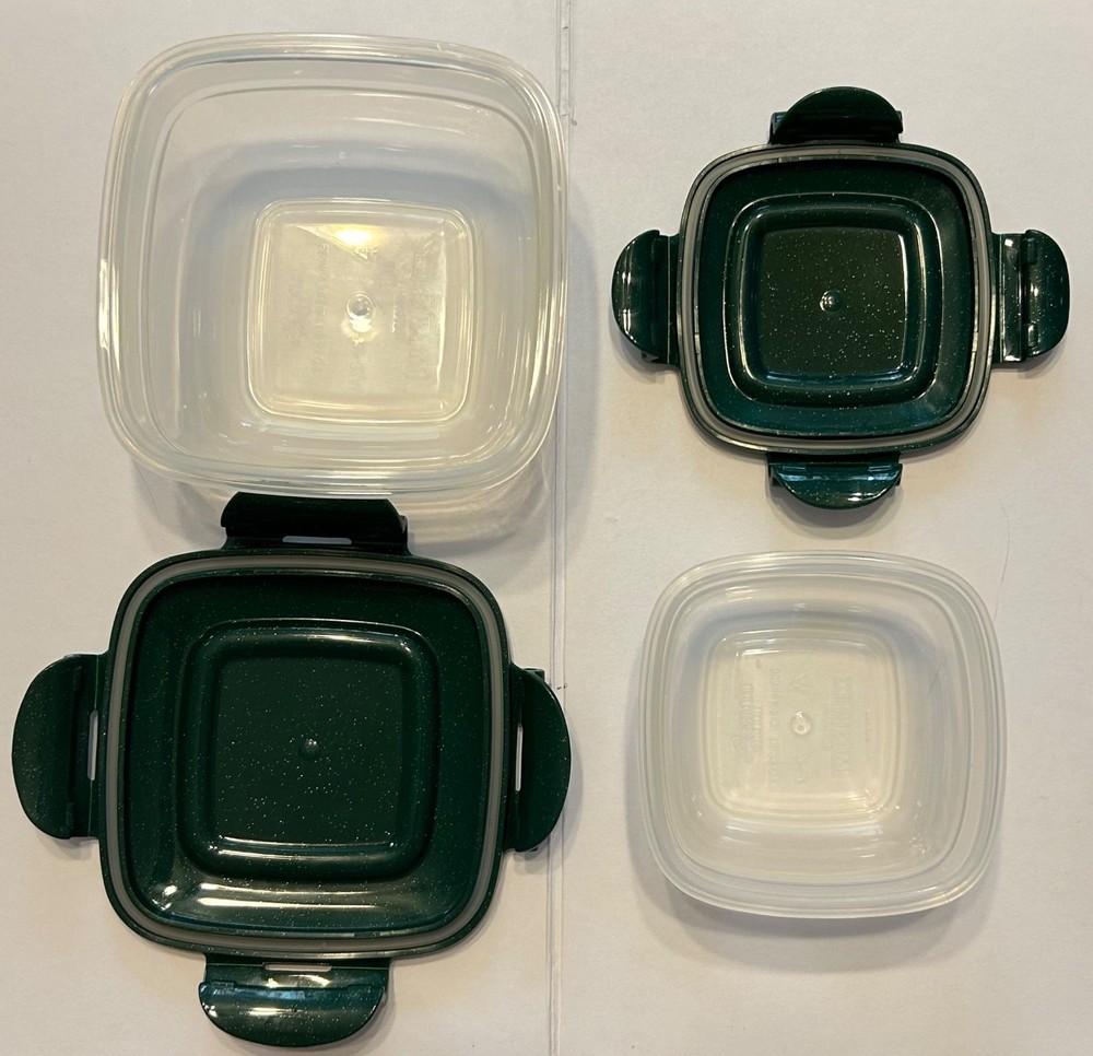 4 Lock & Lock Containers Green Sparkle Glitter Nesting New Fast Ship