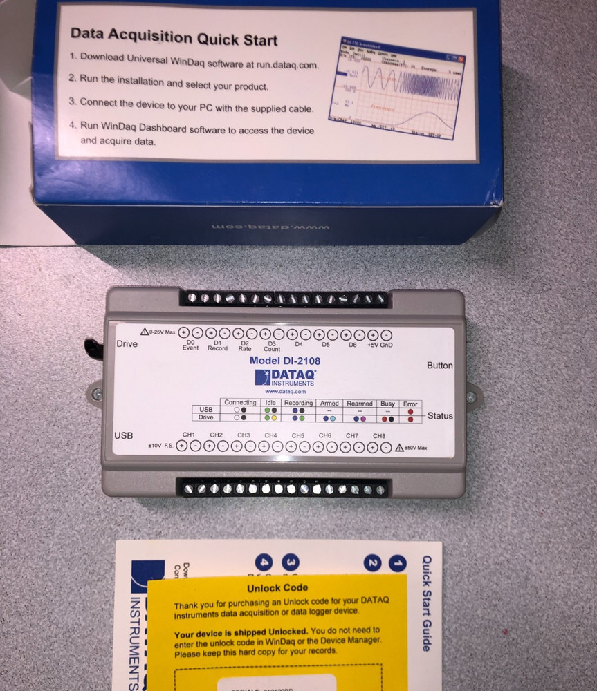 DATAQ DI-2108 Thermocouple Voltage Pulse DAQ Data Logger System, 8 Channels