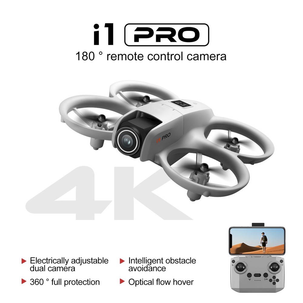 Mini RC Drone 4K Dual Cameras 180° Adjustable Camera Obstacle Avoidance 2Battery