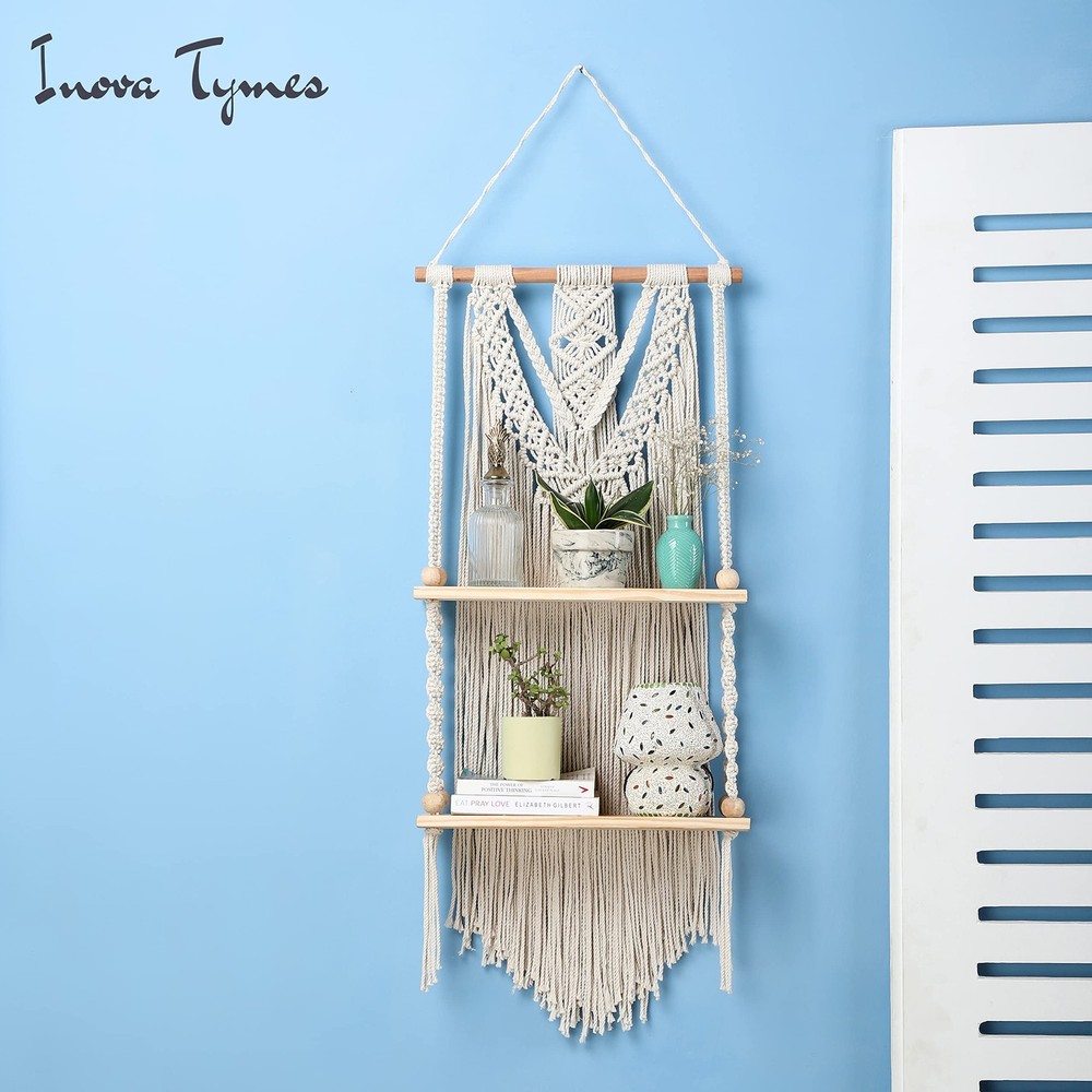 Macrame Wall Hanging Shelf - Boho Shelves Bedroom Decor | Macrame Wall Decor ...