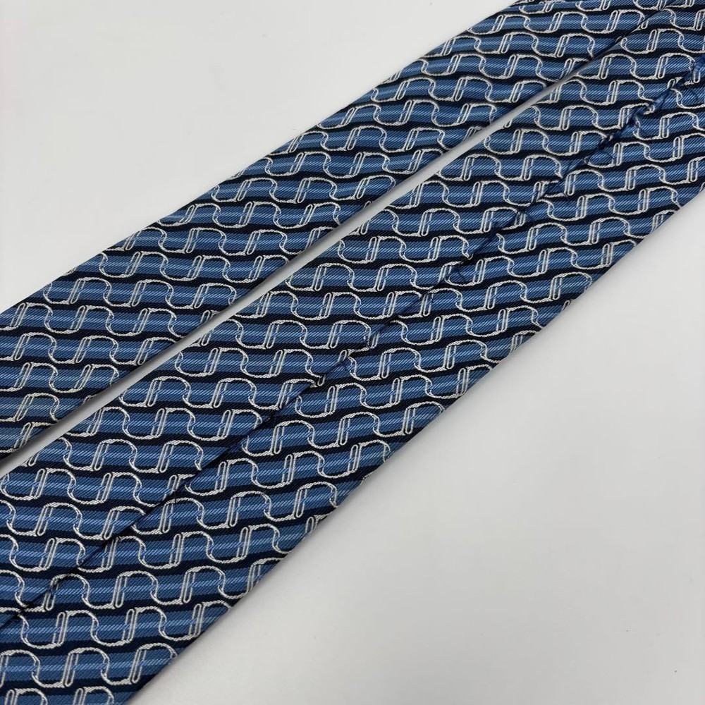 HERMES Tie Wave Total Pattern Light Blue SILK 100