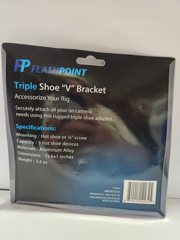 Flashpoint Triple Shoe Mount V-Bracket For DSLR Camera