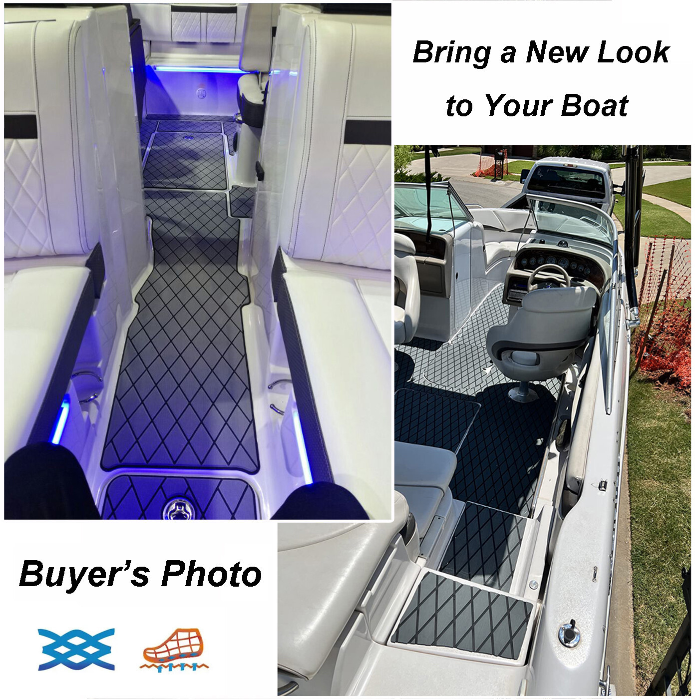 EVA Foam Boat Flooring Nonskid Marine Sea Decking Carpet , Dark Gray Diamond Mat