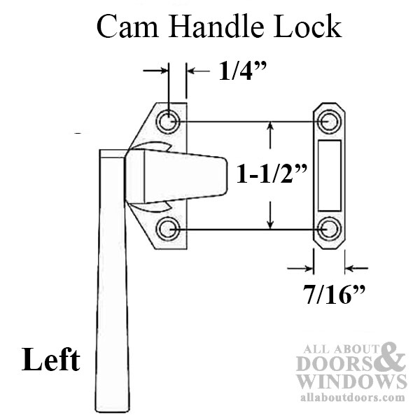 Cam Handle for Hopper Window, Low Profile, Left Hand - Snow White