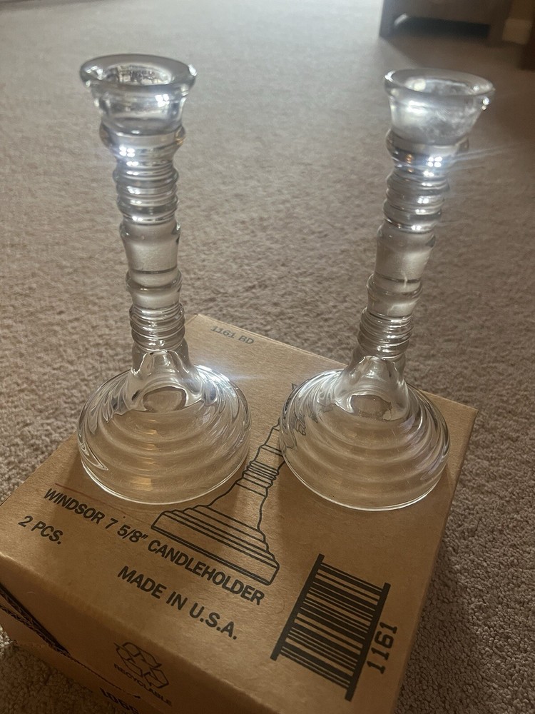 Clear Glass Candleholders - Set Of Two