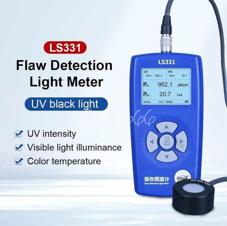 Flaw Detection Light Meter UV Power Visible Light Illuminance Lux Tester LS331