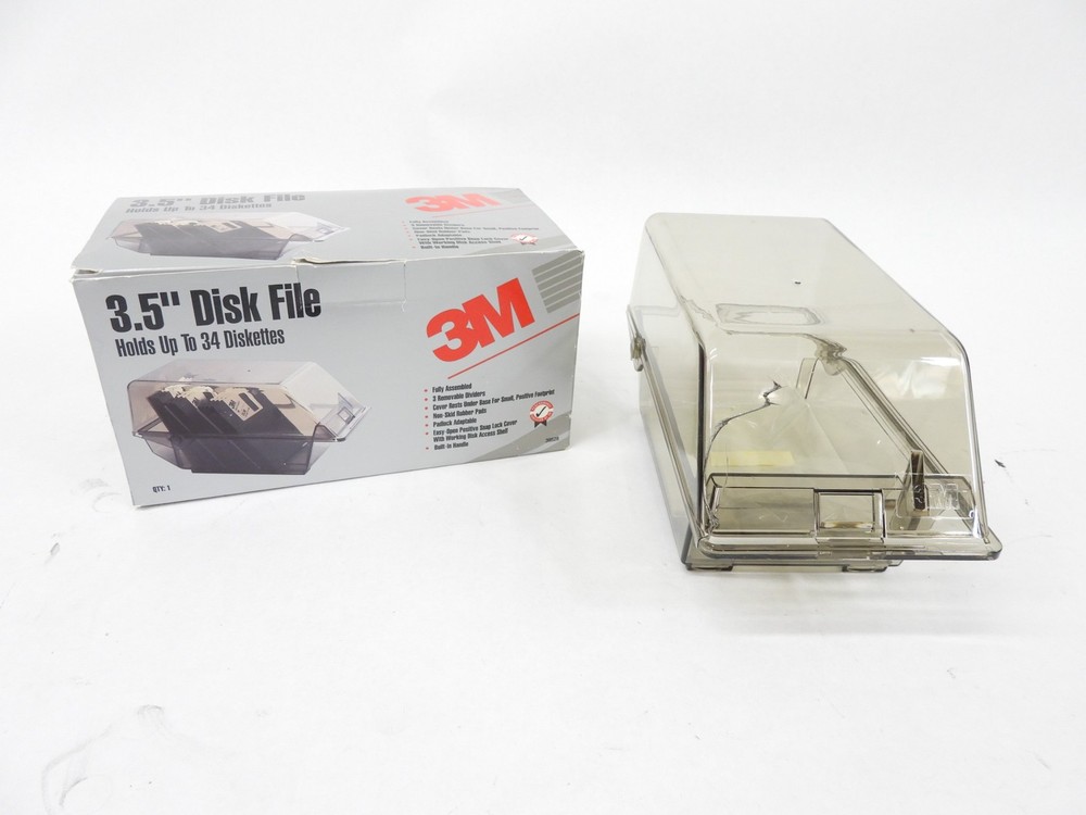 3M 3.5" Vintage Computer Disk File Holds 34 Diskettes With Original Box (nice)