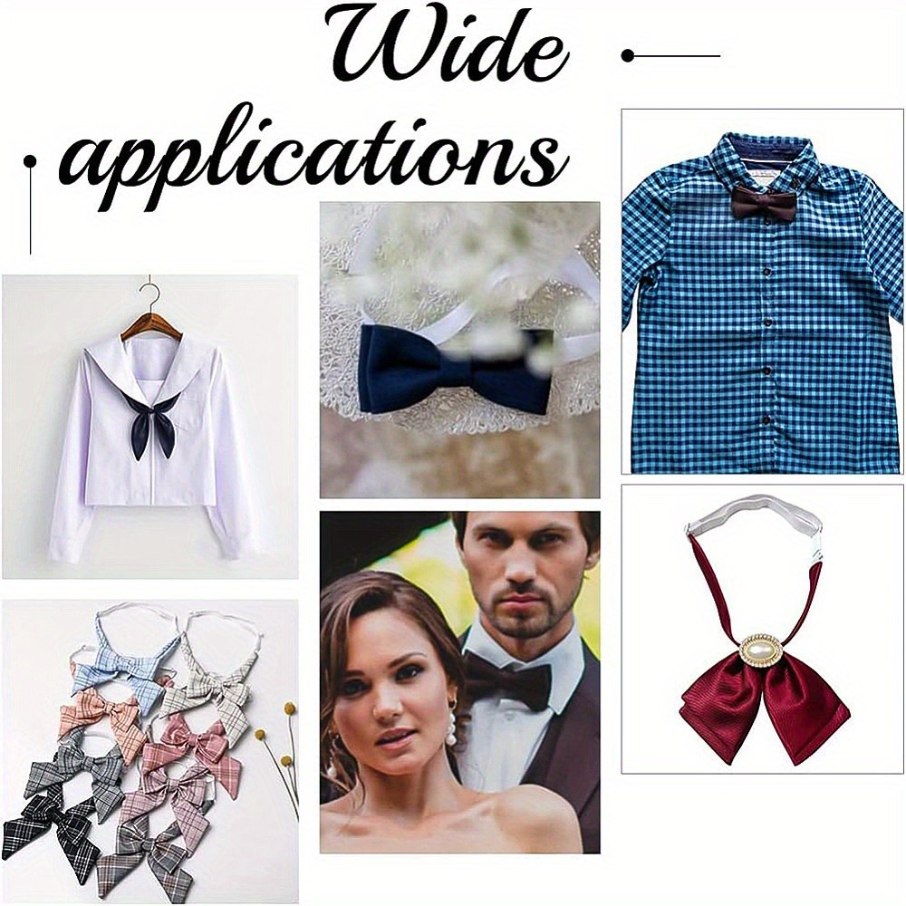 1box 16pcs Adjustable Polyester Elastic Bow Tie Extender Bands with Plastic