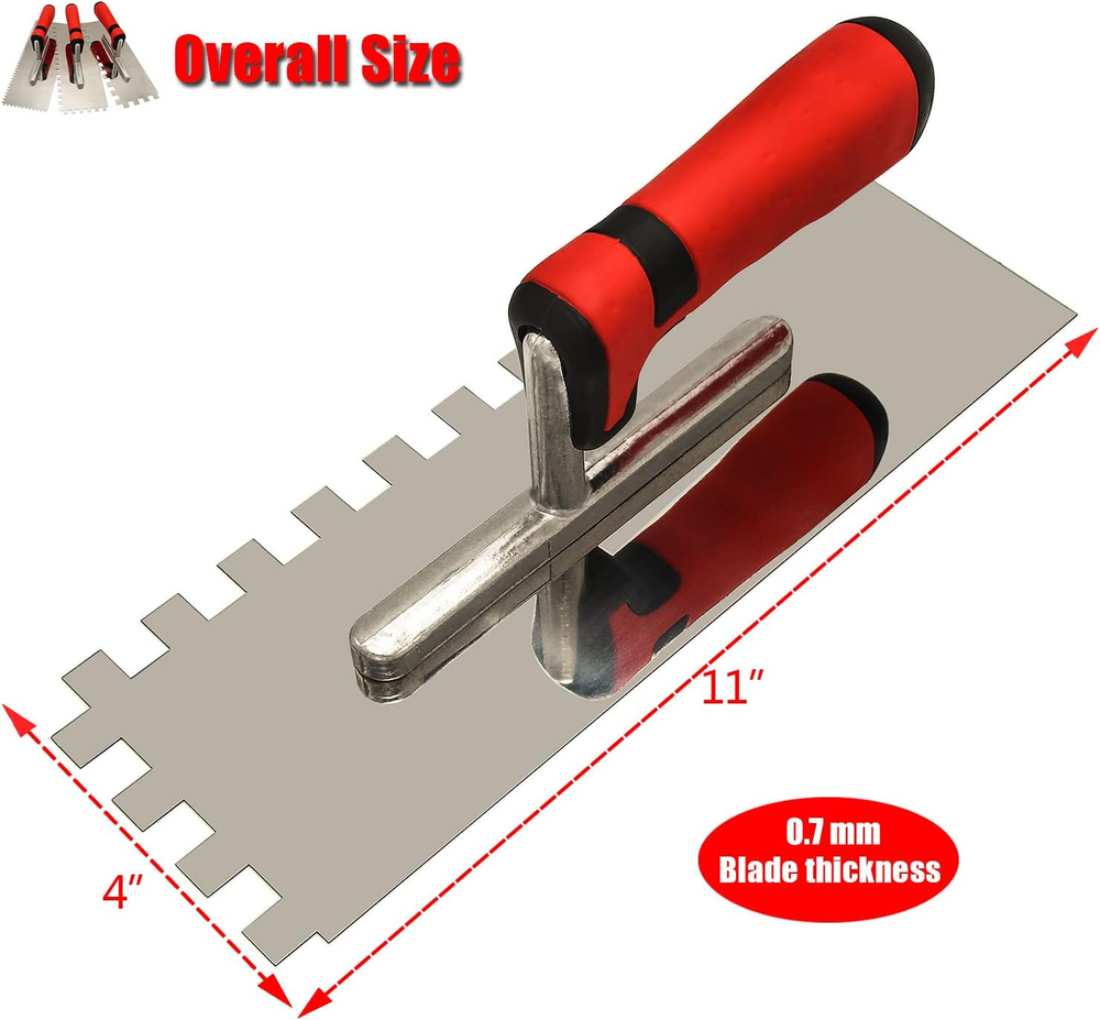 Tile Tools for Tiling Installation Grouting Stainless Steel Square Notch Trowel