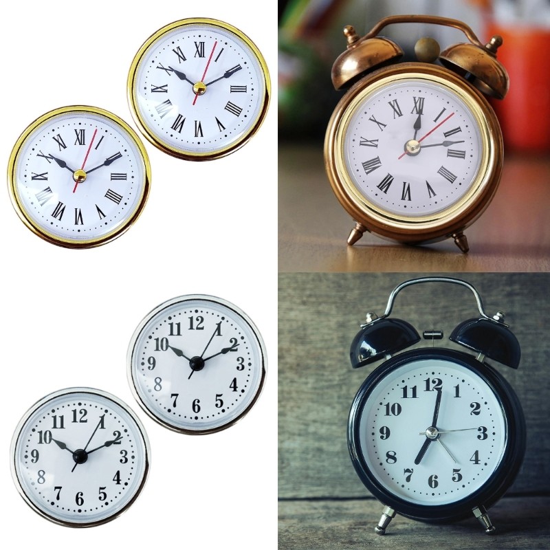 2Pcs Small 65MM Quartzs Clock Insert Roman/Arabic Numerals Clock Craft Projects