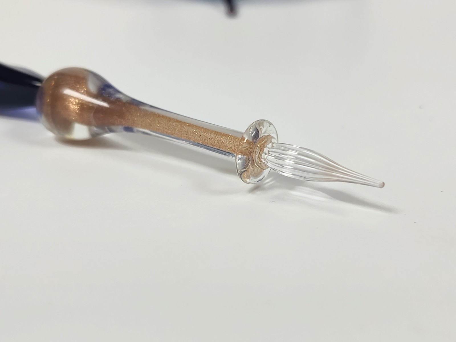 Rare 1960's Murano Glass Inkwell & Dip Pen Set – Cobalt Iridescent Signed Italy