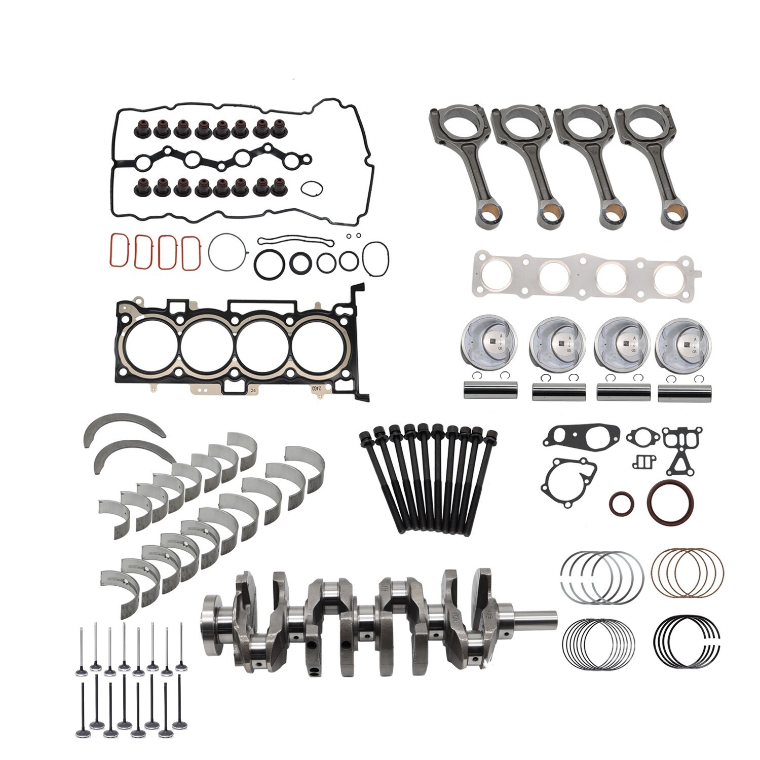 G4KJ For 11-20 Hyundai Kia 2.4L Engine Rebuild Overhaul Kit Crankshaft Con Rods