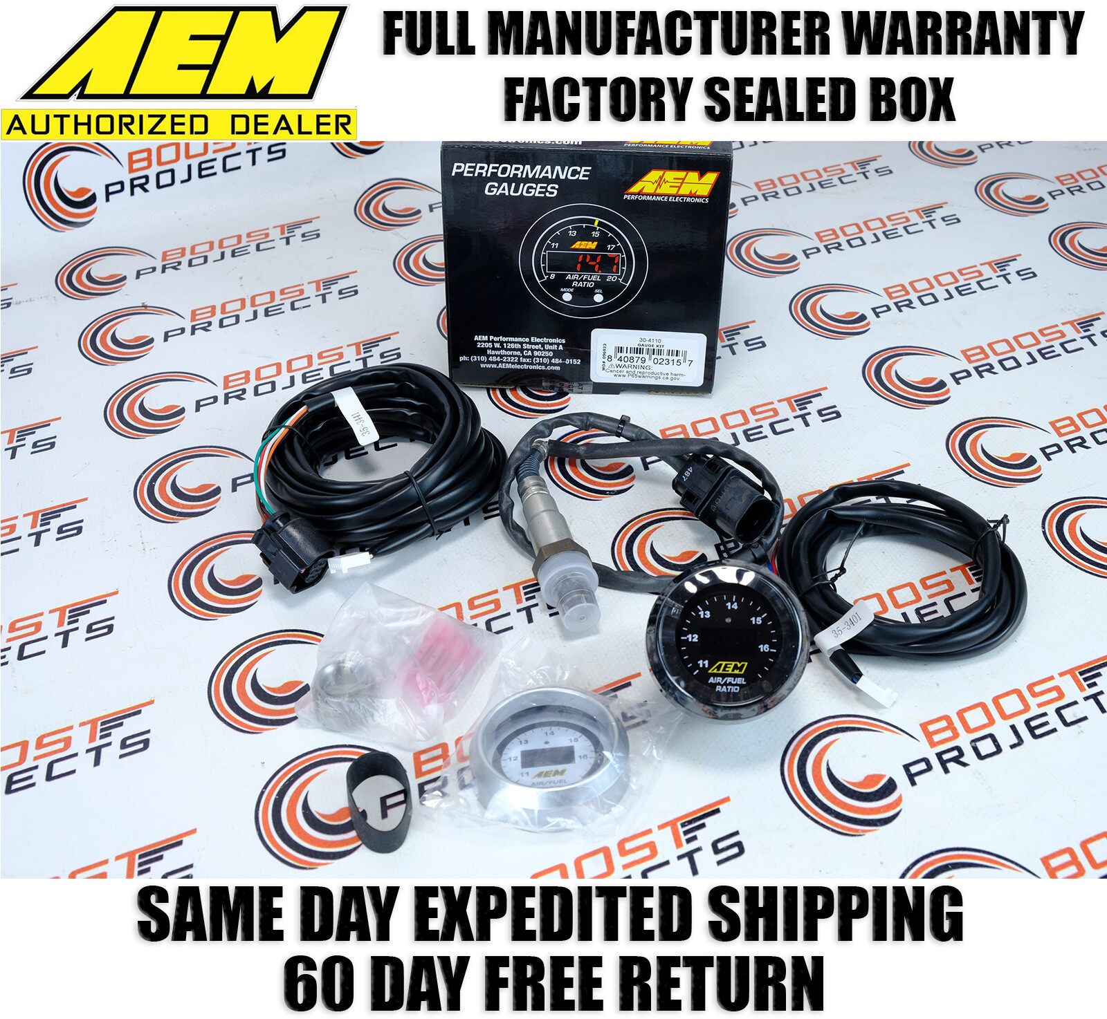 AEM 30-4110 UEGO Wideband O2 Air Fuel Ratio Gauge AFR 52mm with 4.9 LSU Sensor